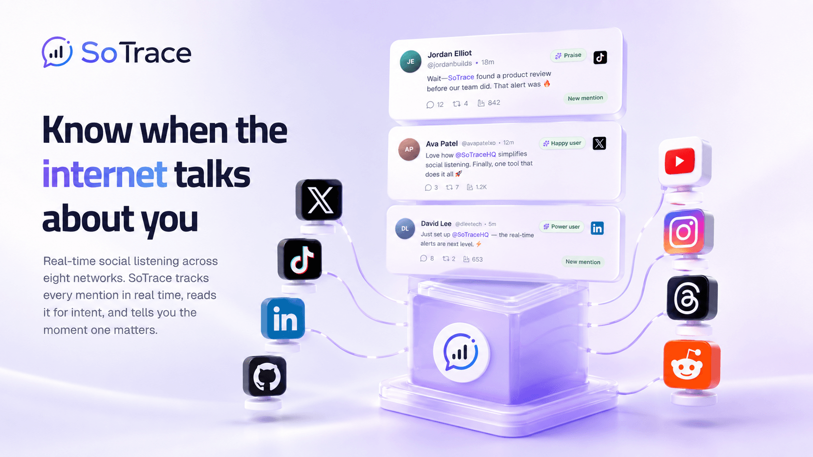 SoTrace showing brand mentions gathered into one feed